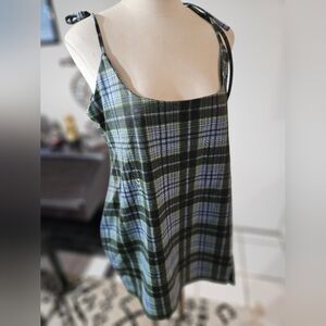 Fashion Nova Gray Plaid Skirtall, Sz 1X, Spaghetti Straps, NWT!